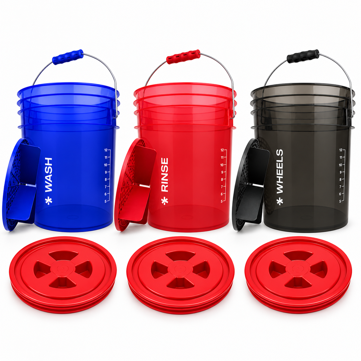 Trio Benbow Lavage, Rinçage & Jantes – 3 seaux 20 L avec séparateurs